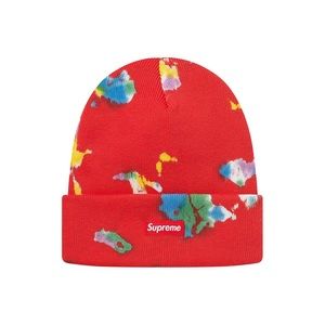 Supreme Splatter Dye Beanie Red
